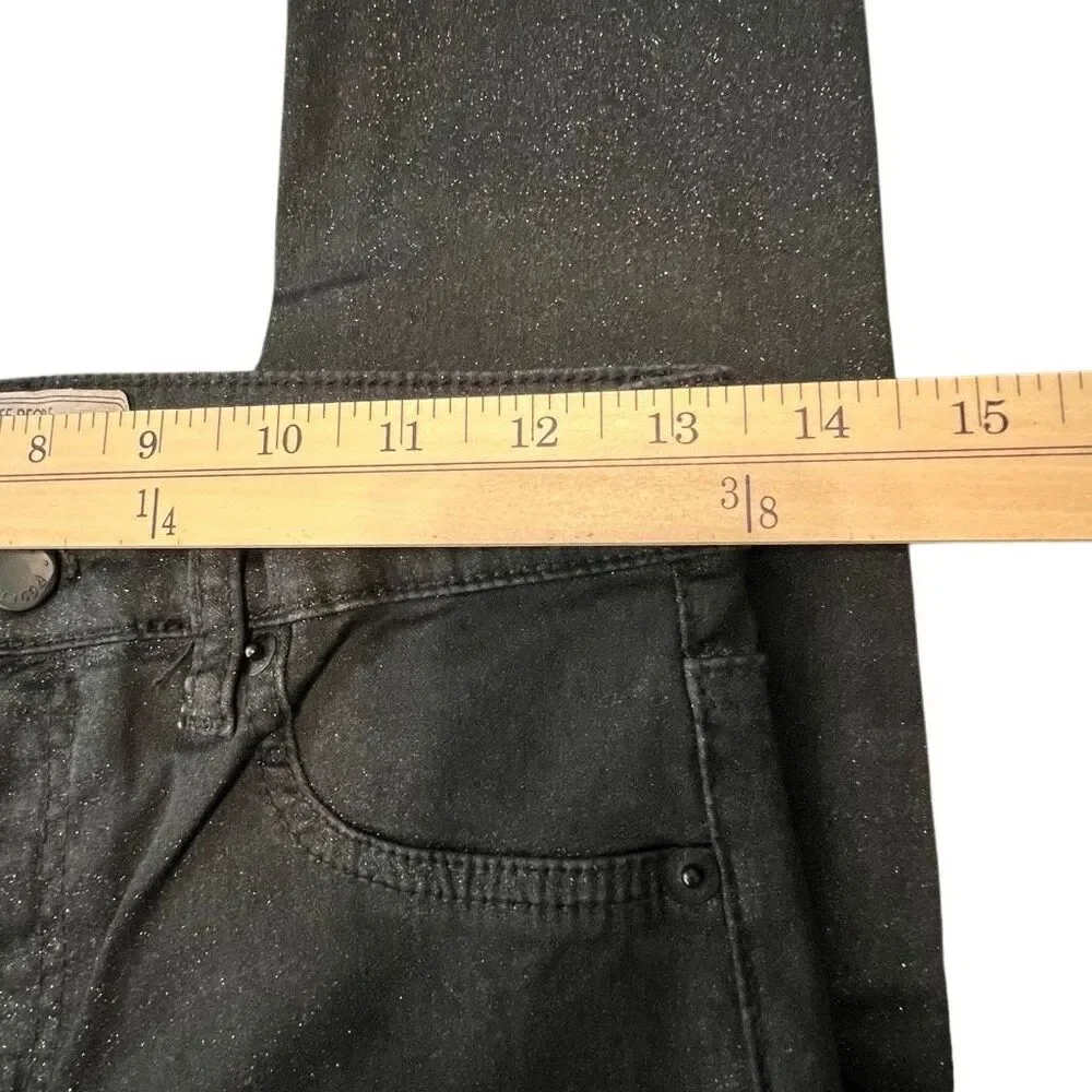 Free People Women's Sparkly Glitter Cotton Stretch Skinny Jeans Black Size W26
